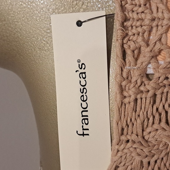 Audrey Park + Francesca's Tan Cropped Crocheted Keyhole Sweater - Picture 9 of 10